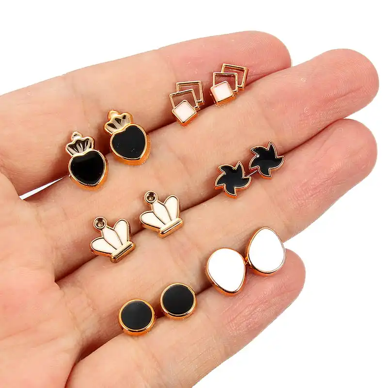 Buy 10 Pairs Mixed Styles White Black Ear rings tops studs and earrings drops latest designs at best price online in pakistan